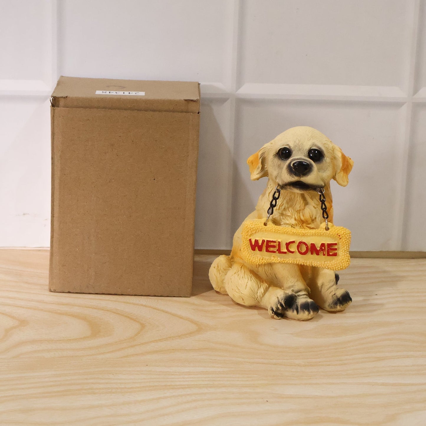 Packaged decorative dog showpiece for home decor