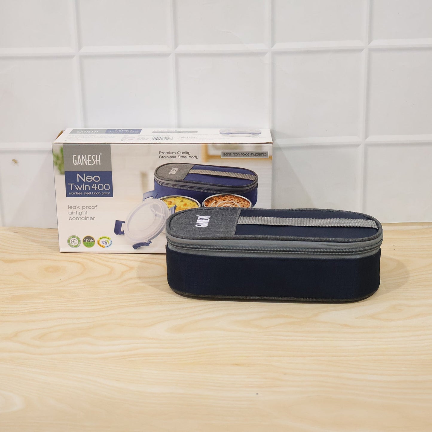 Ganesh Neo Twin 400 lunch box set in use for meal transport