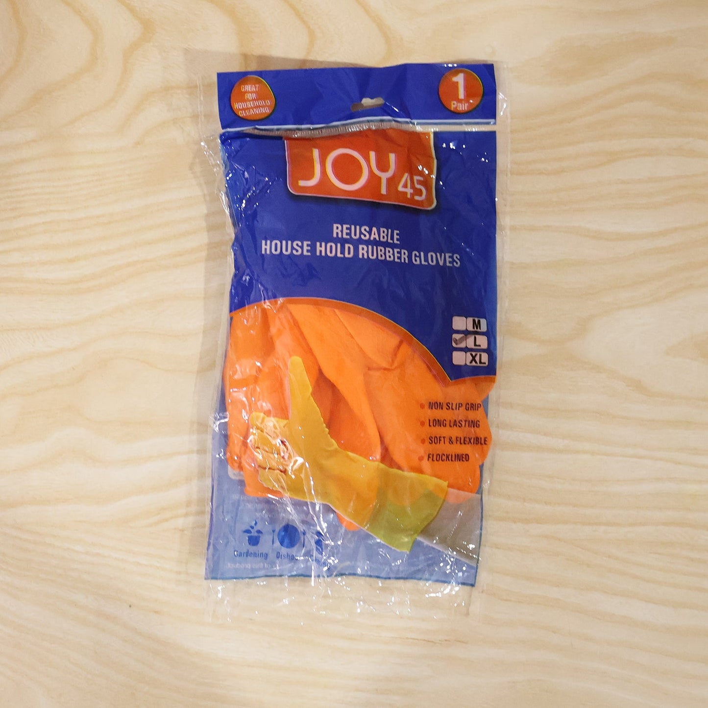 Large reusable orange gloves for household cleaning and chores