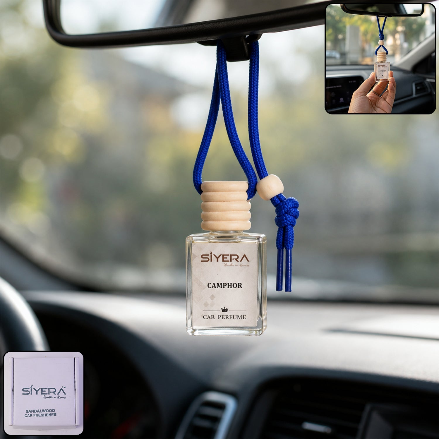 Camphor car perfume hanging freshener with wooden cap
