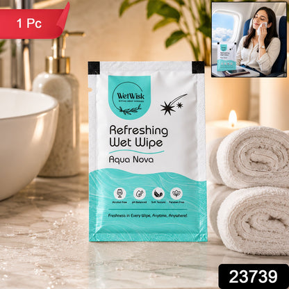 Resealable Aqua Nova wet wipe pack on the go