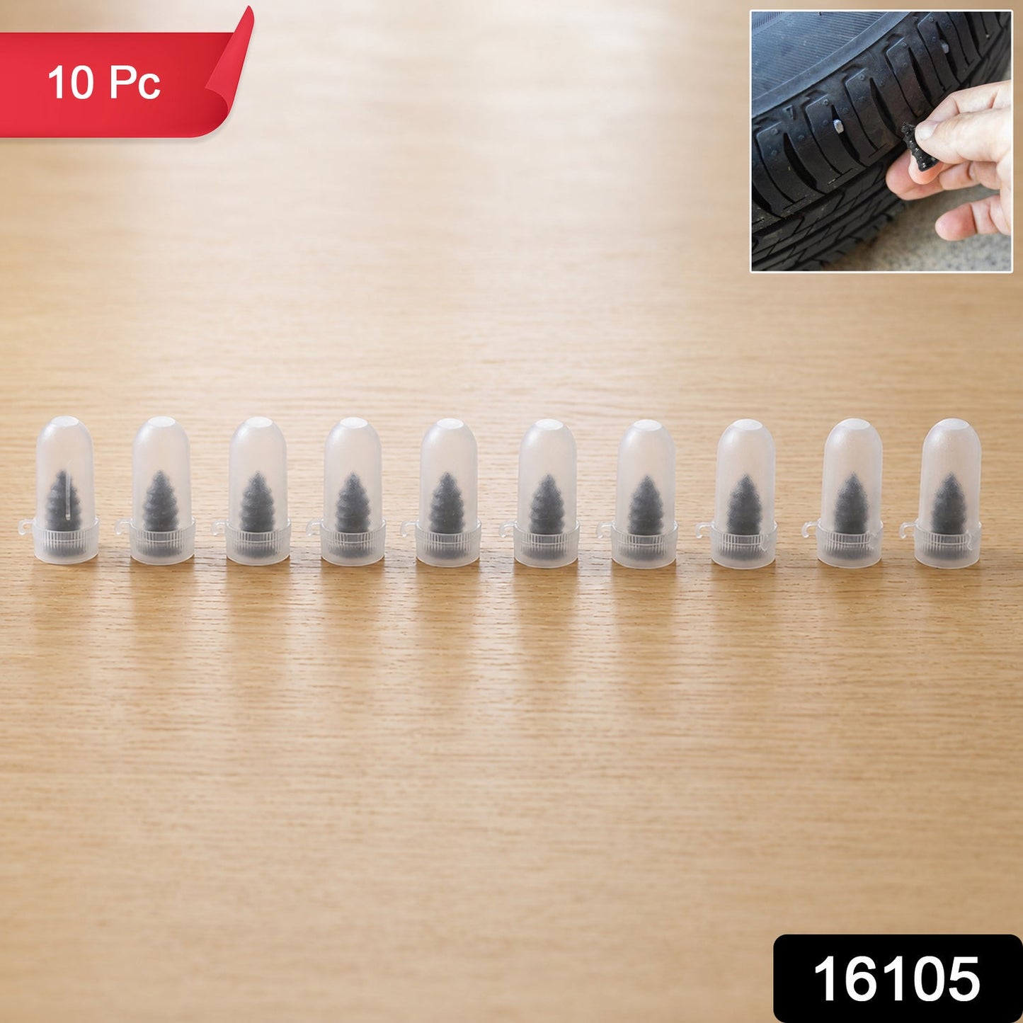 Car tubeless tire repair screw kit in black