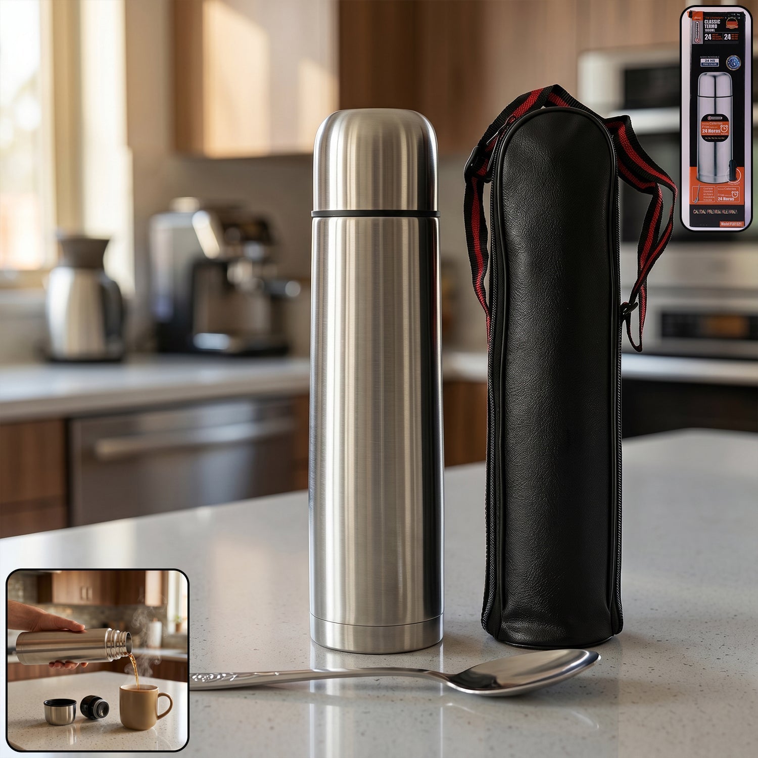 Stainless steel vacuum flask 1000ml with sleek design
