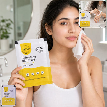 Citrus lime refreshing wet wipe for face and body