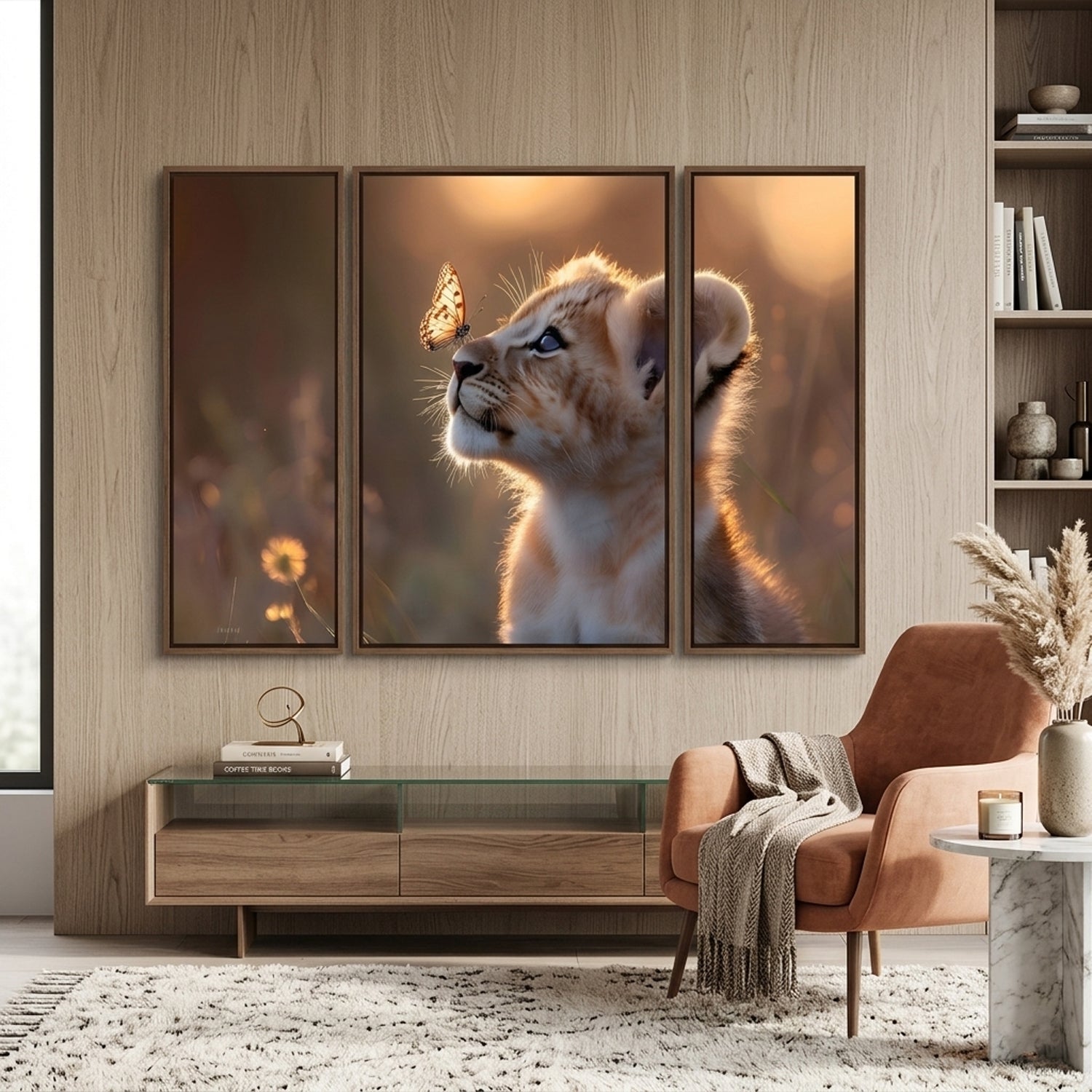 Compact MDF lion cub wall art for home decoration