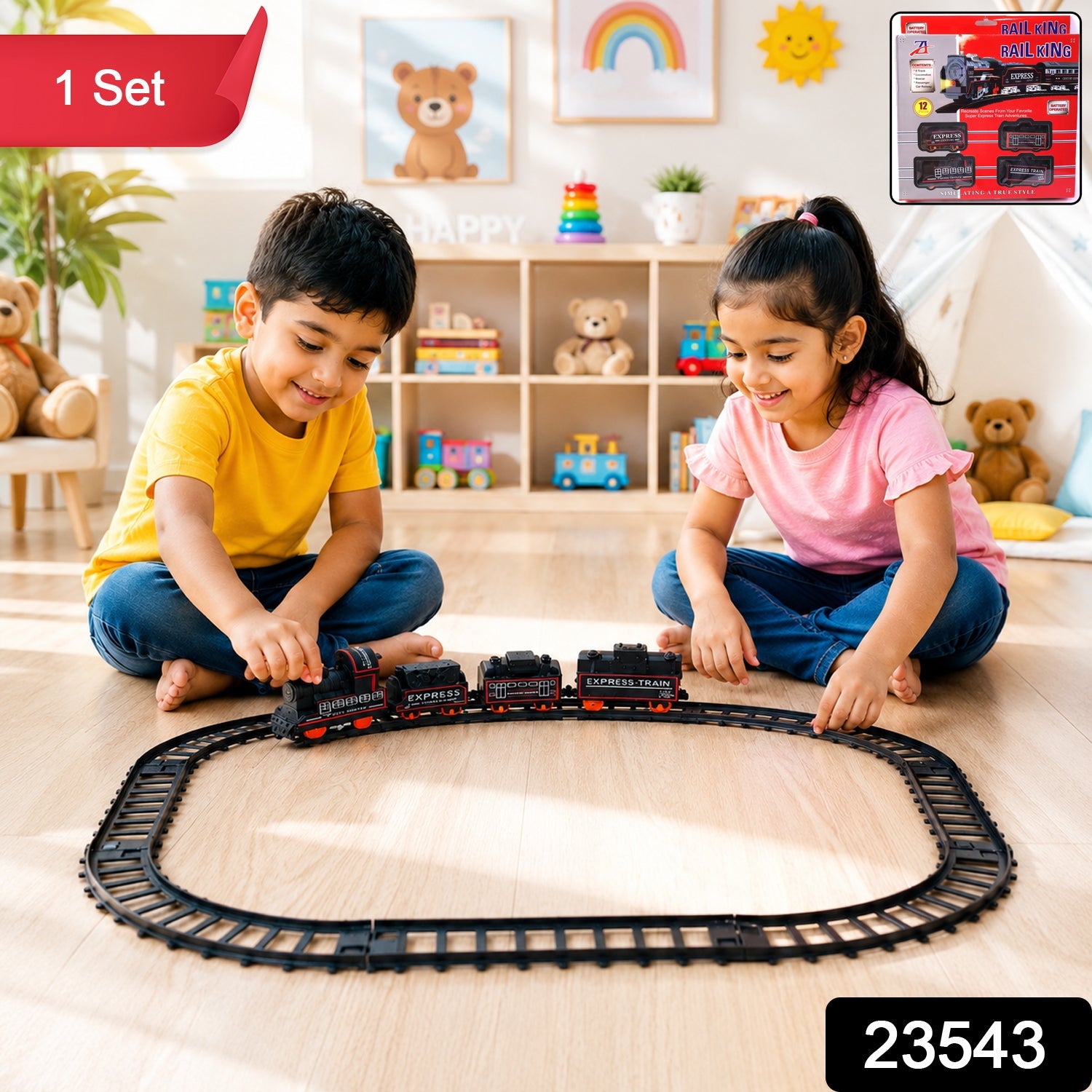 Kids' toy train designed for safe, imaginative play with bright lights