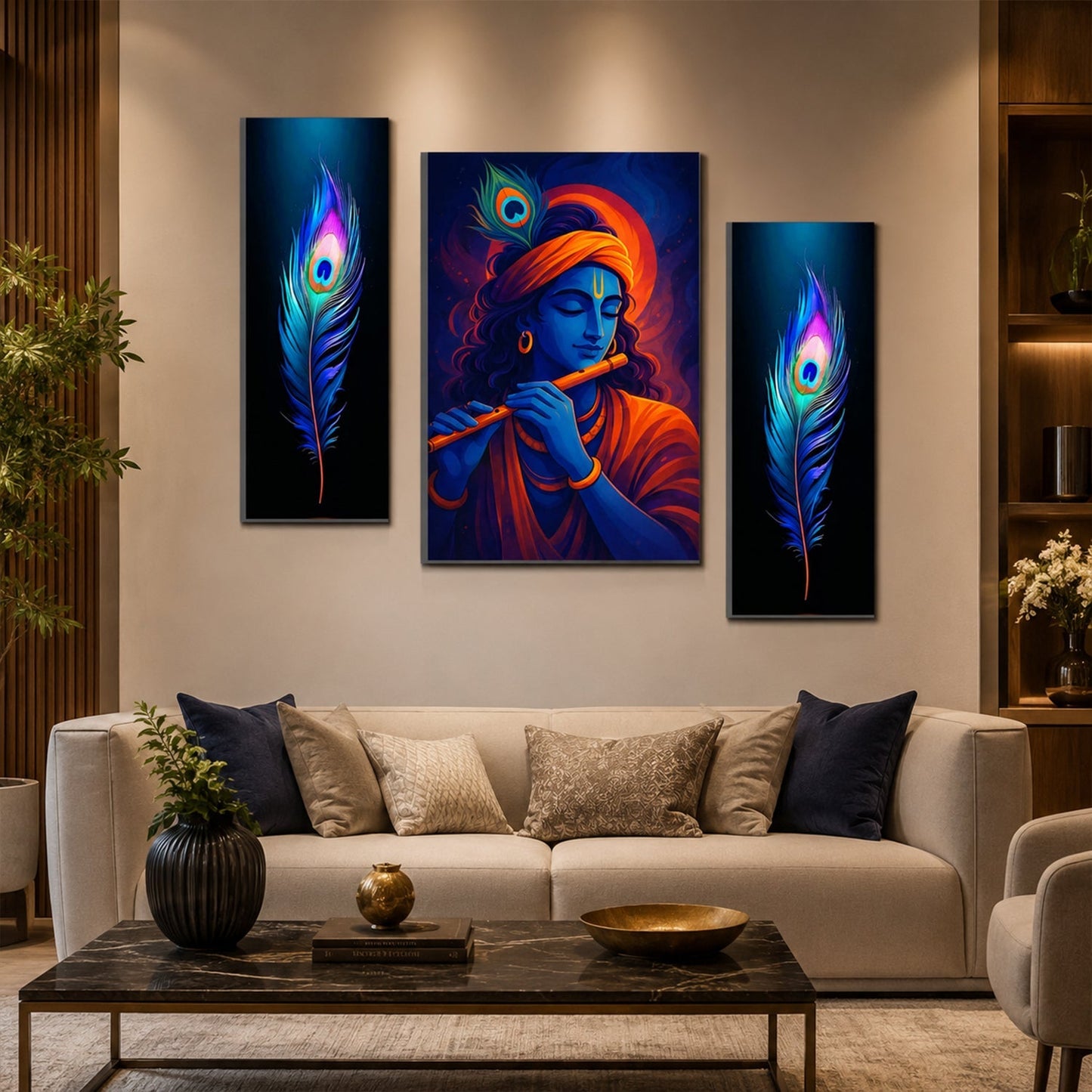 Divine Krishna spiritual wall art for meditation space