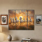Vibrant horses sunset 3 panel MDF wall art decor in a stylish home