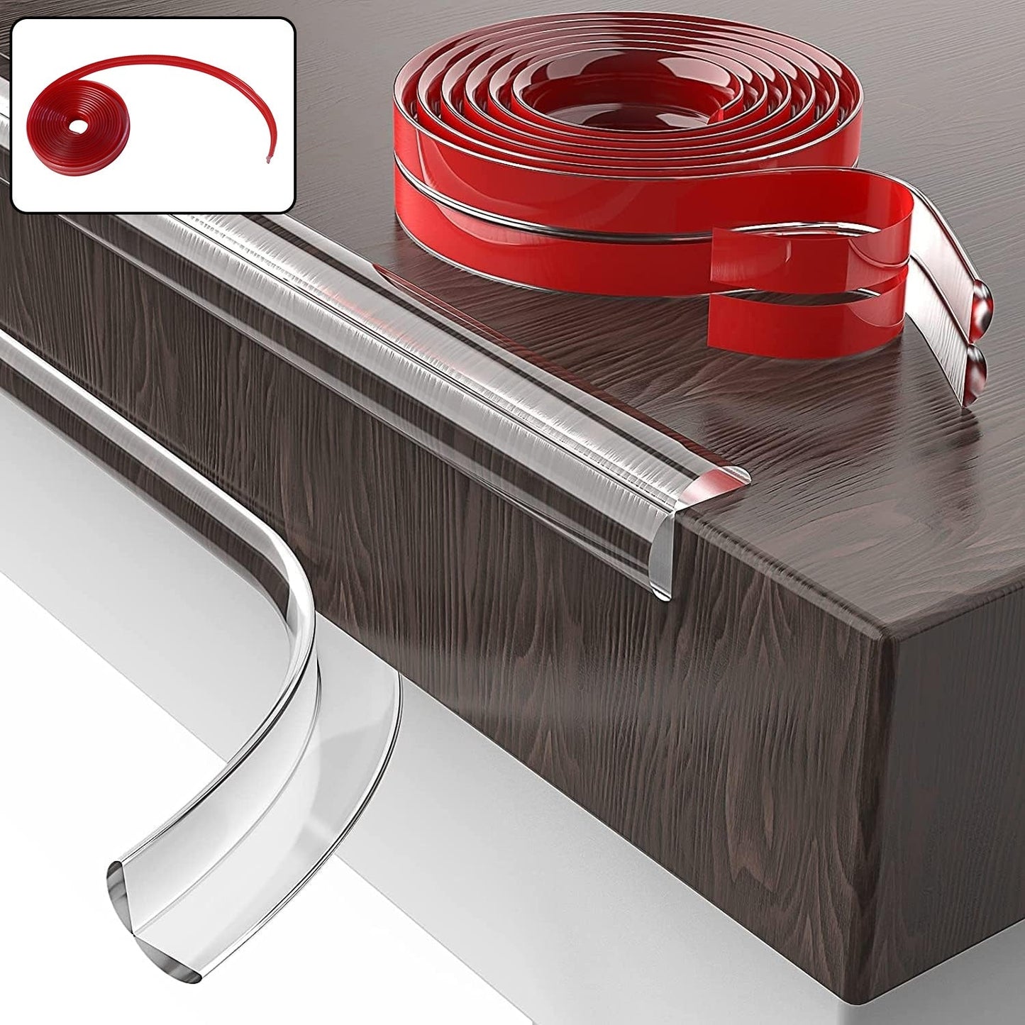Soft adhesive edge protector strip for furniture corners