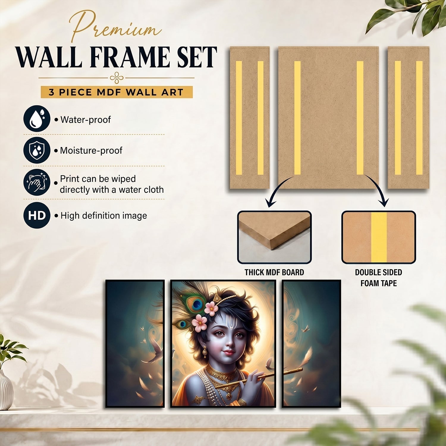 Religious Krishna wall art, perfect spiritual gift.