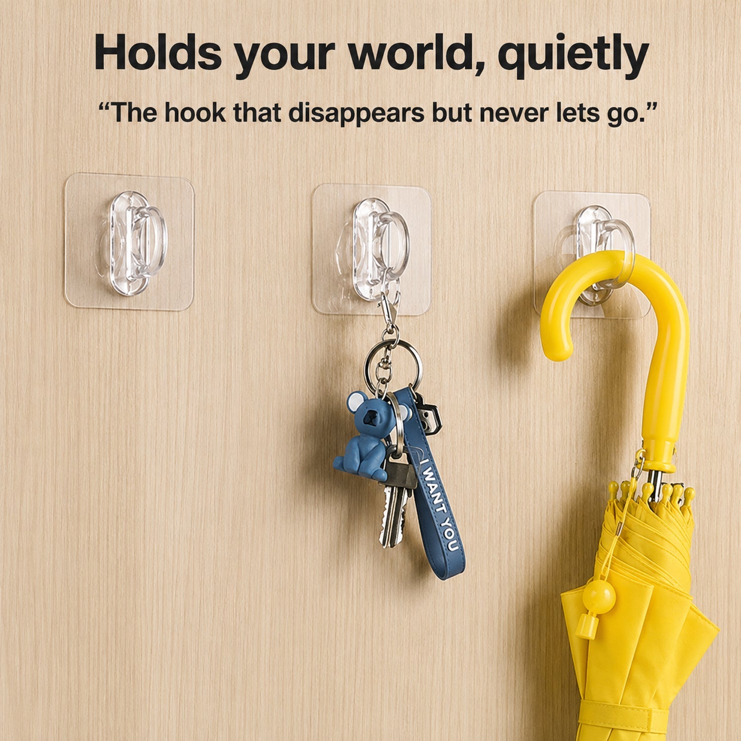 Adhesive hooks with no-drill installation for home use
