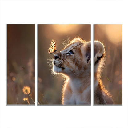 Kids' room wall art with lion cub design in MDF frame
