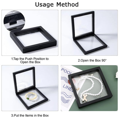 Jewellery pieces beautifully displayed in transparent floating box