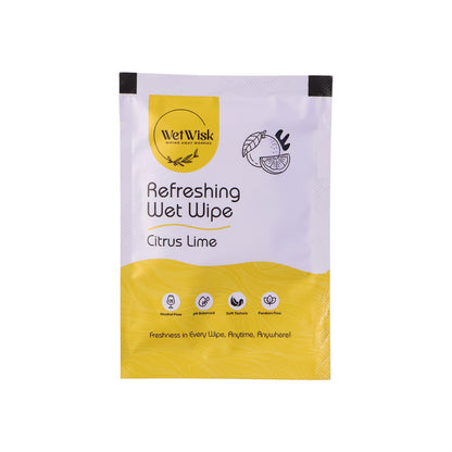 Wet wipe being used on face and hands