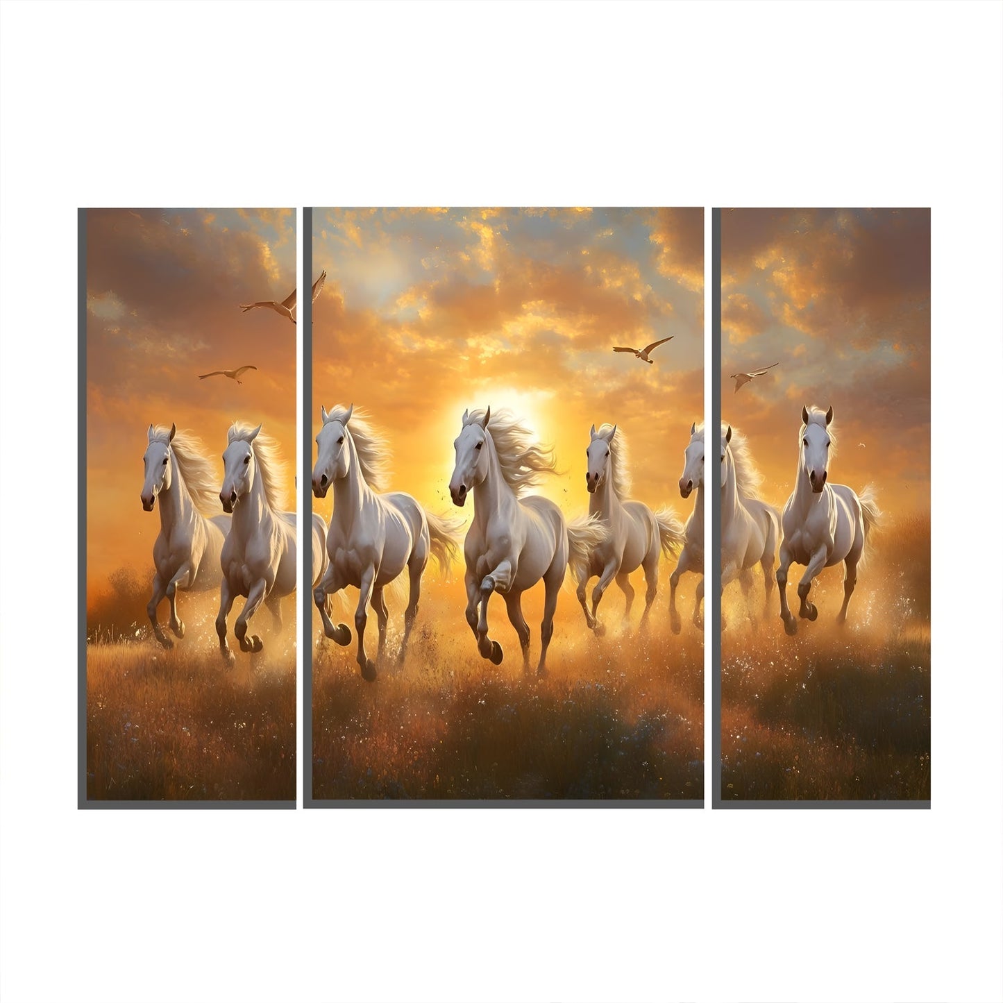 Bedroom wall decor featuring Horses Sunset MDF wall art