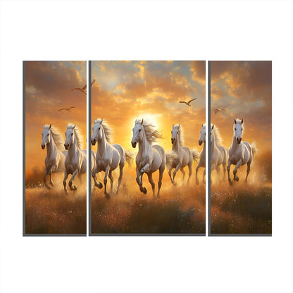 Bedroom wall decor featuring Horses Sunset MDF wall art