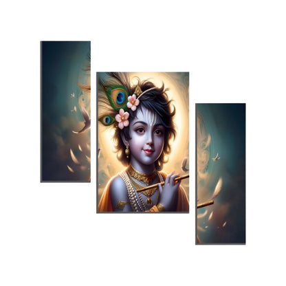 Lightweight MDF Krishna flute wall frame in living room.