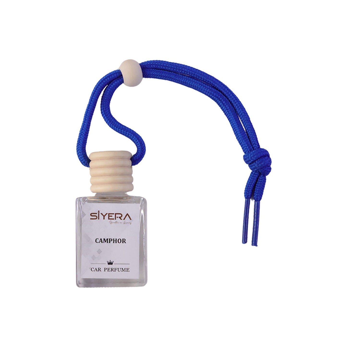 Camphor freshener hanging in car interior