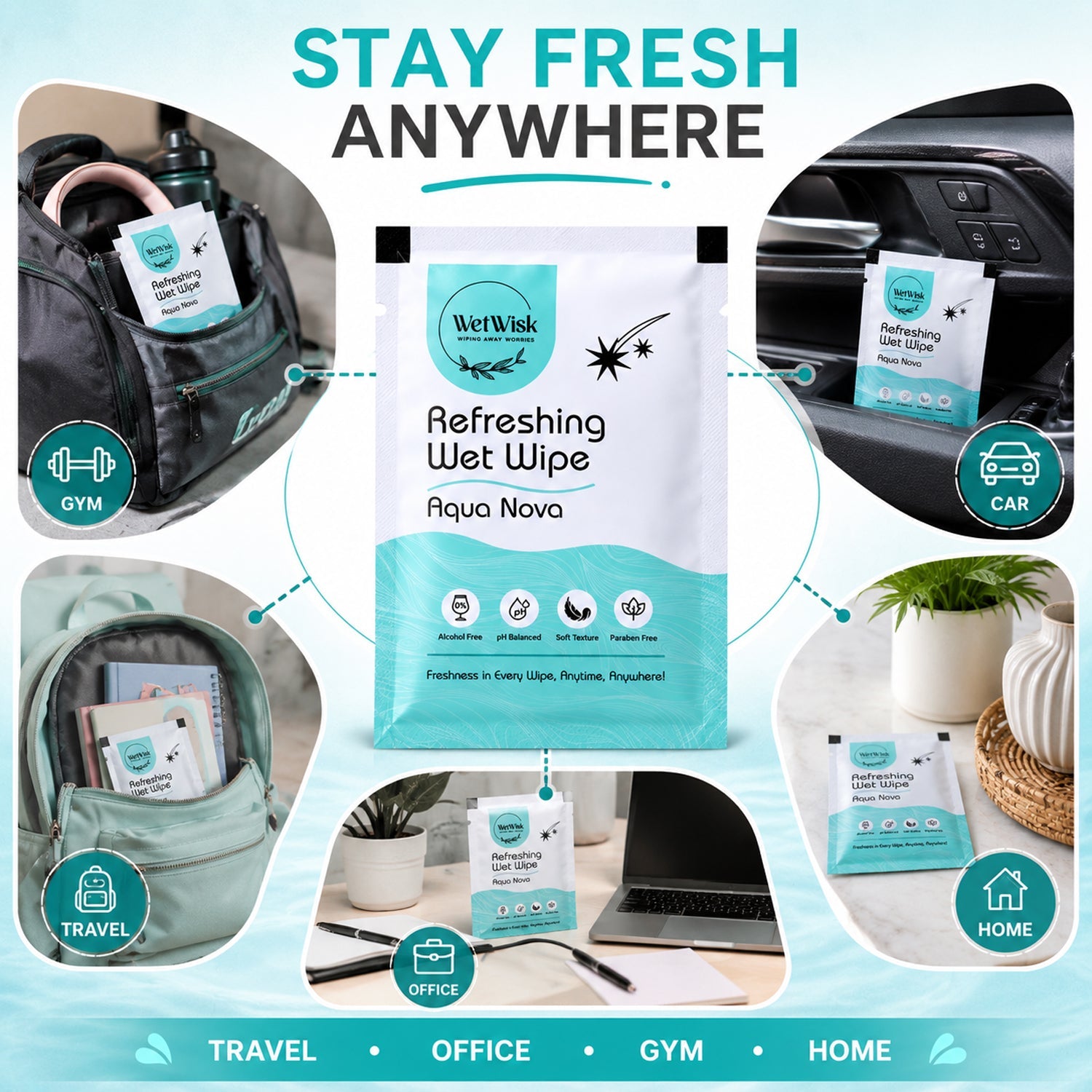 Eco-friendly biodegradable Aqua Nova wipe