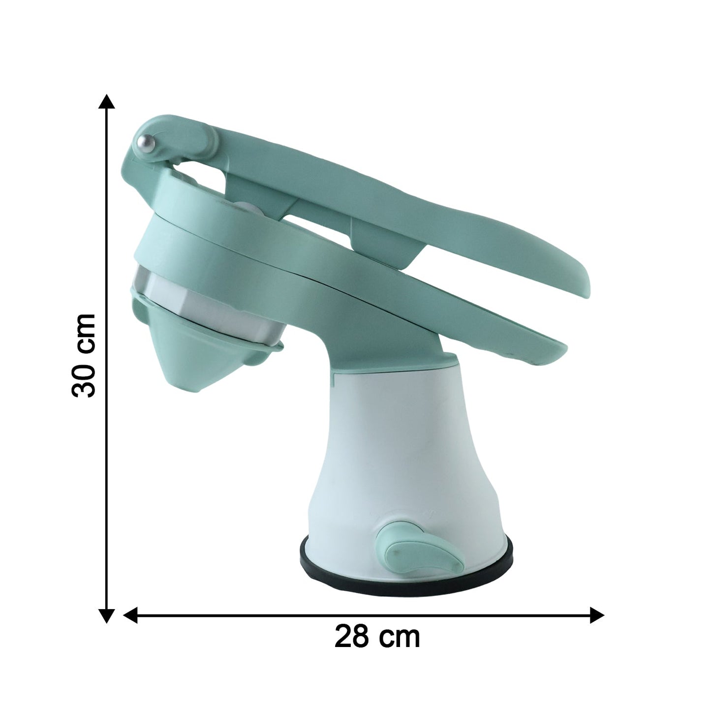 Manual fruit juicer parts displayed for reference