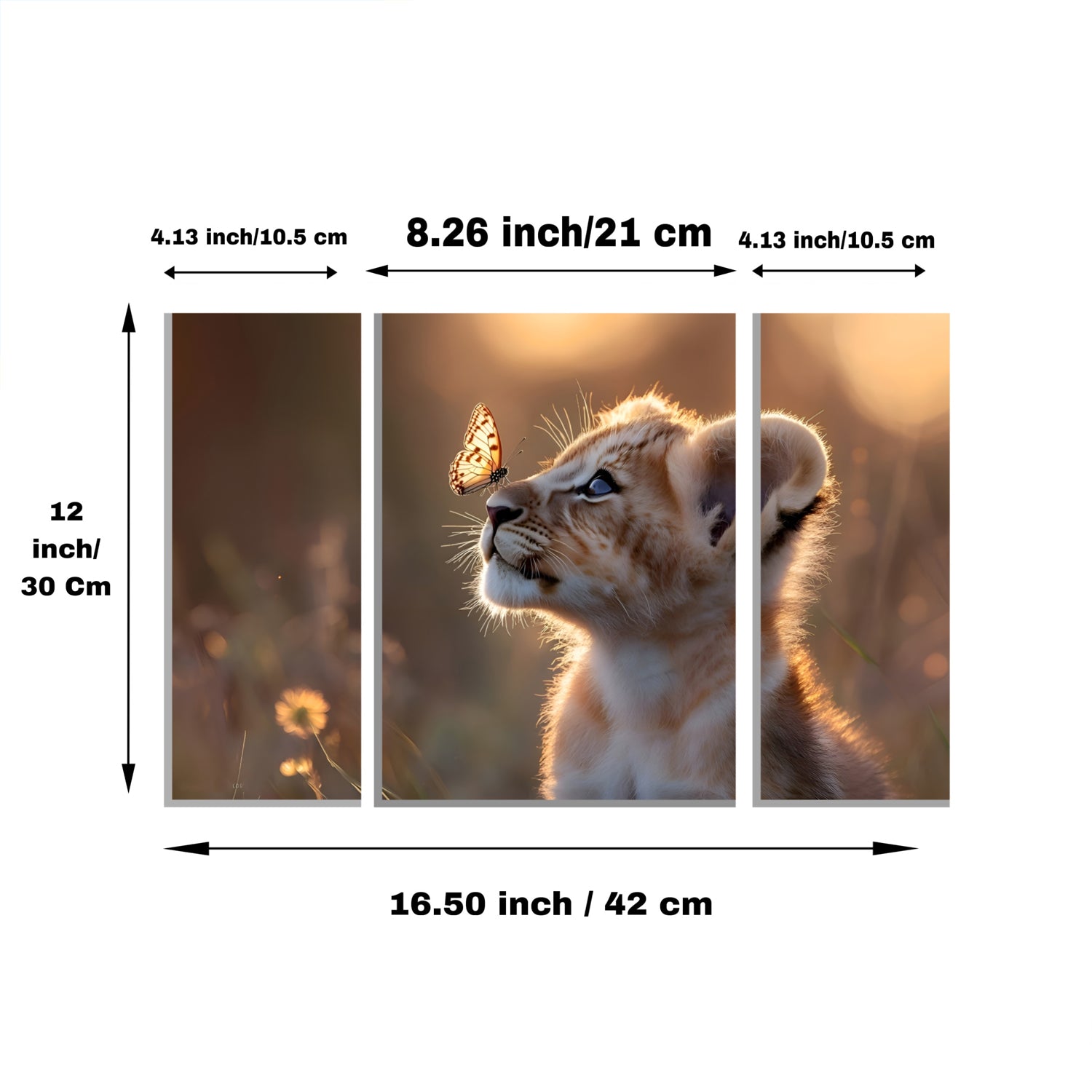 Lion cub wall art for wildlife-themed living room decor