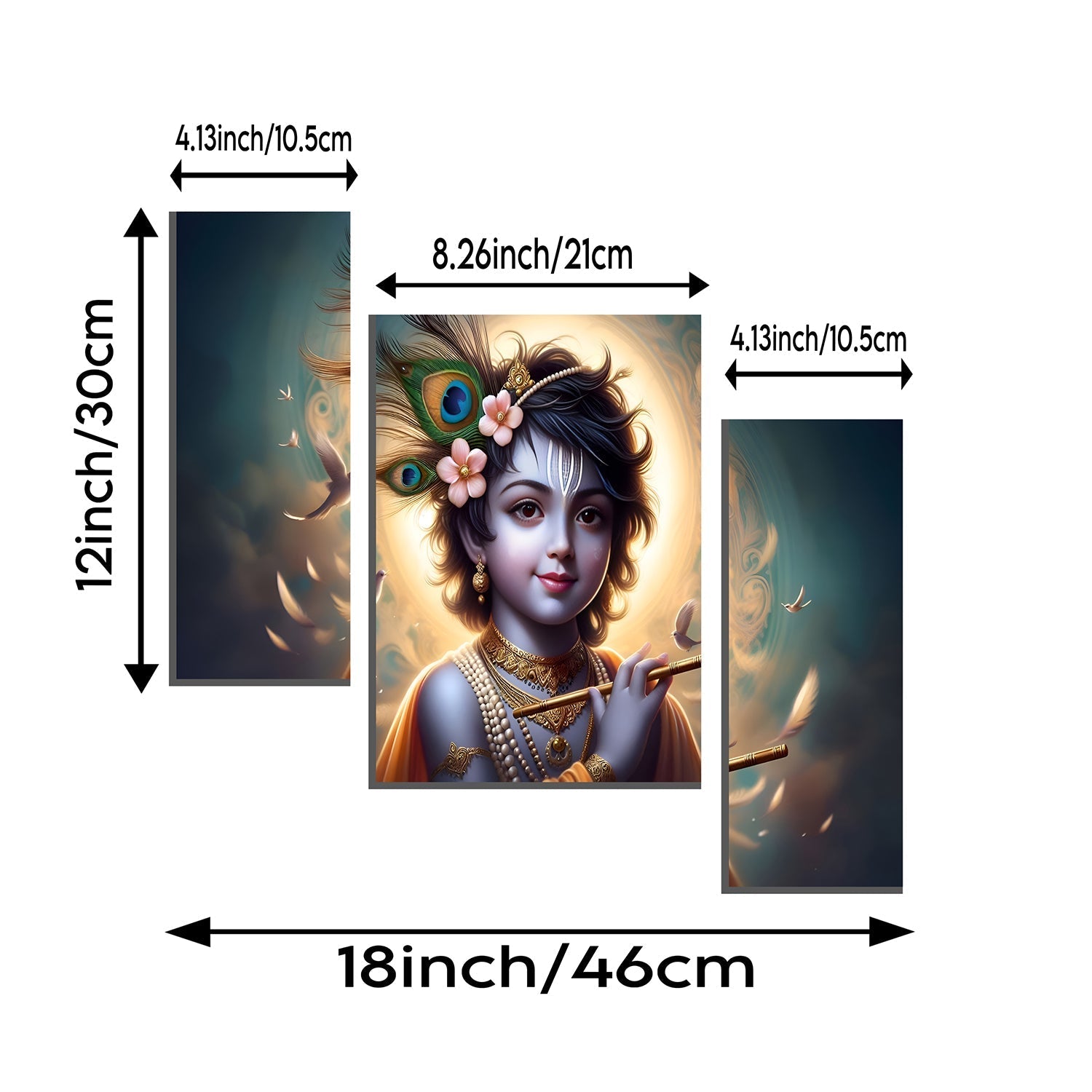 Krishna flute panel wall art designed for pooja room.