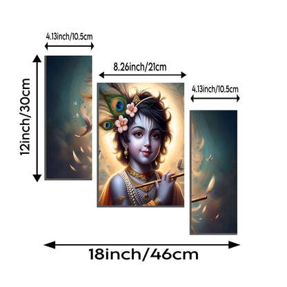 Krishna flute panel wall art designed for pooja room.