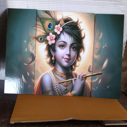 16.5x12 inch Krishna flute religious wall painting.