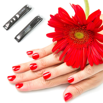 Folding stainless steel nail clipper with nail file extended