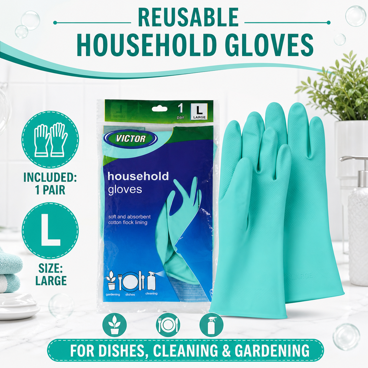 Green gloves with packing items