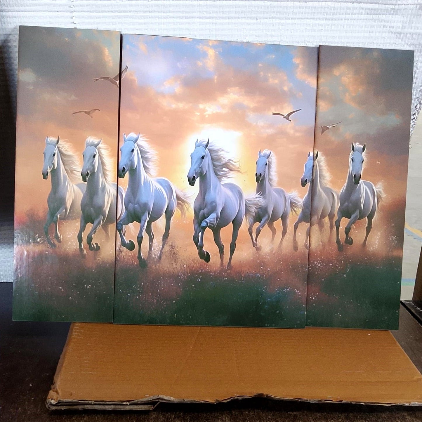 16x12 inches Horses Sunset MDF wall art for living space