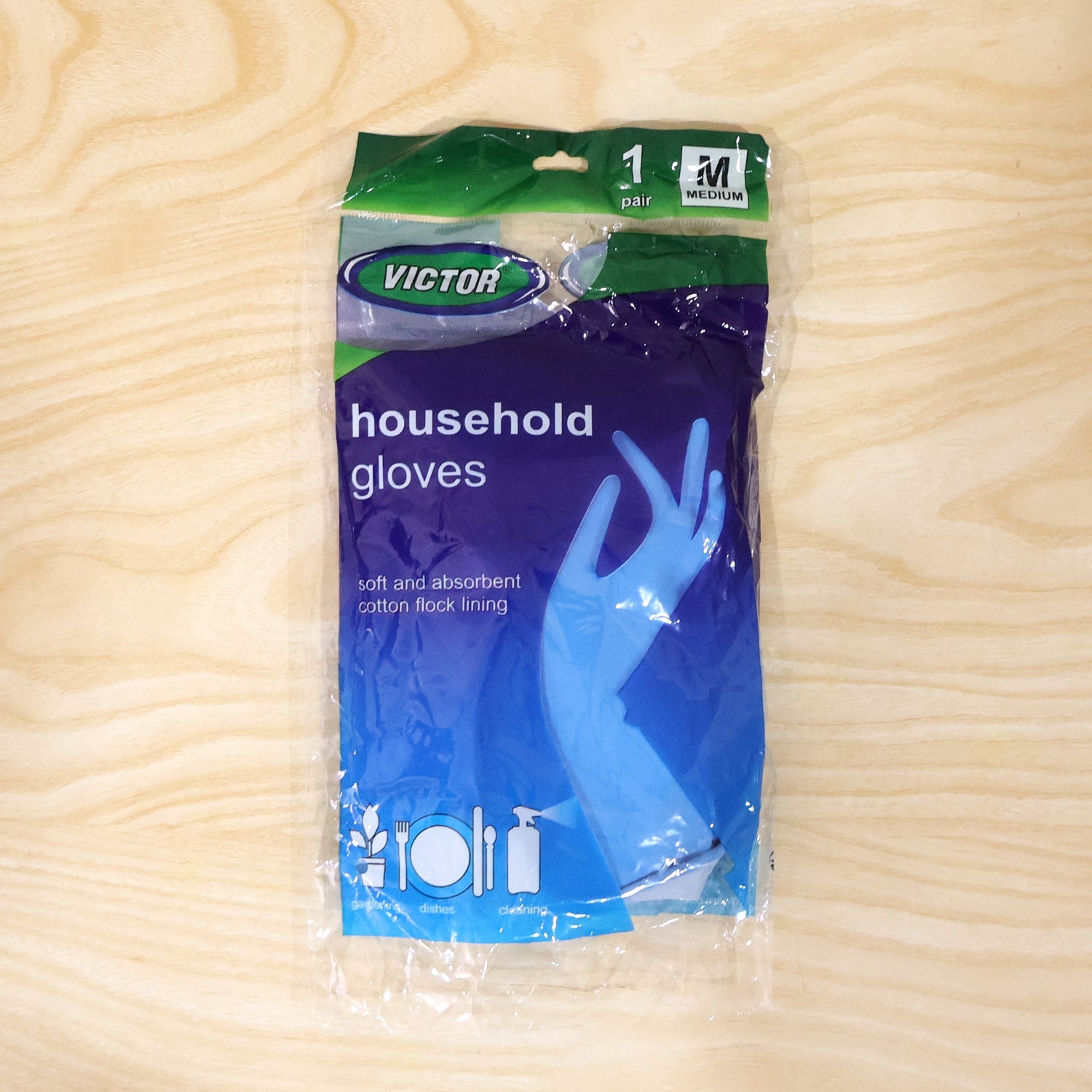 Close-up of blue rubber cleaning gloves for hand protection