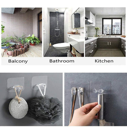 Home storage hooks with adhesive backing for damage-free setup