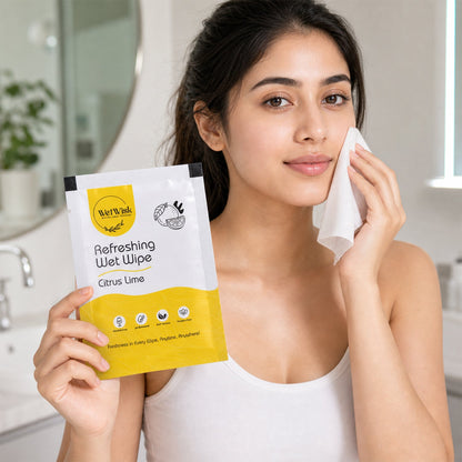 Travel size citrus lime wipe