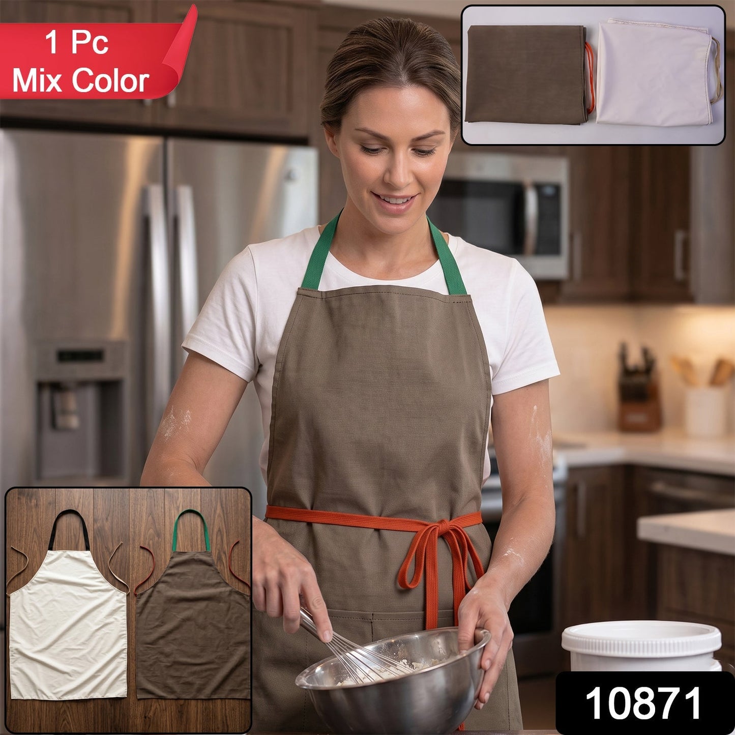 Kitchen apron with pockets pack in water-resistant fabric
