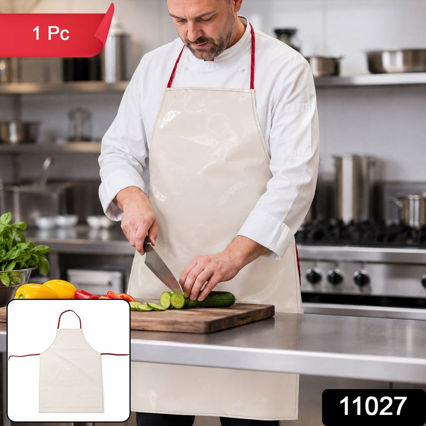 Packaging of waterproof kitchen apron with adjustable straps