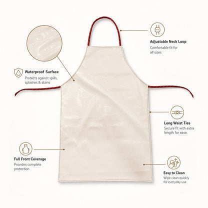 White waterproof kitchen apron laid flat