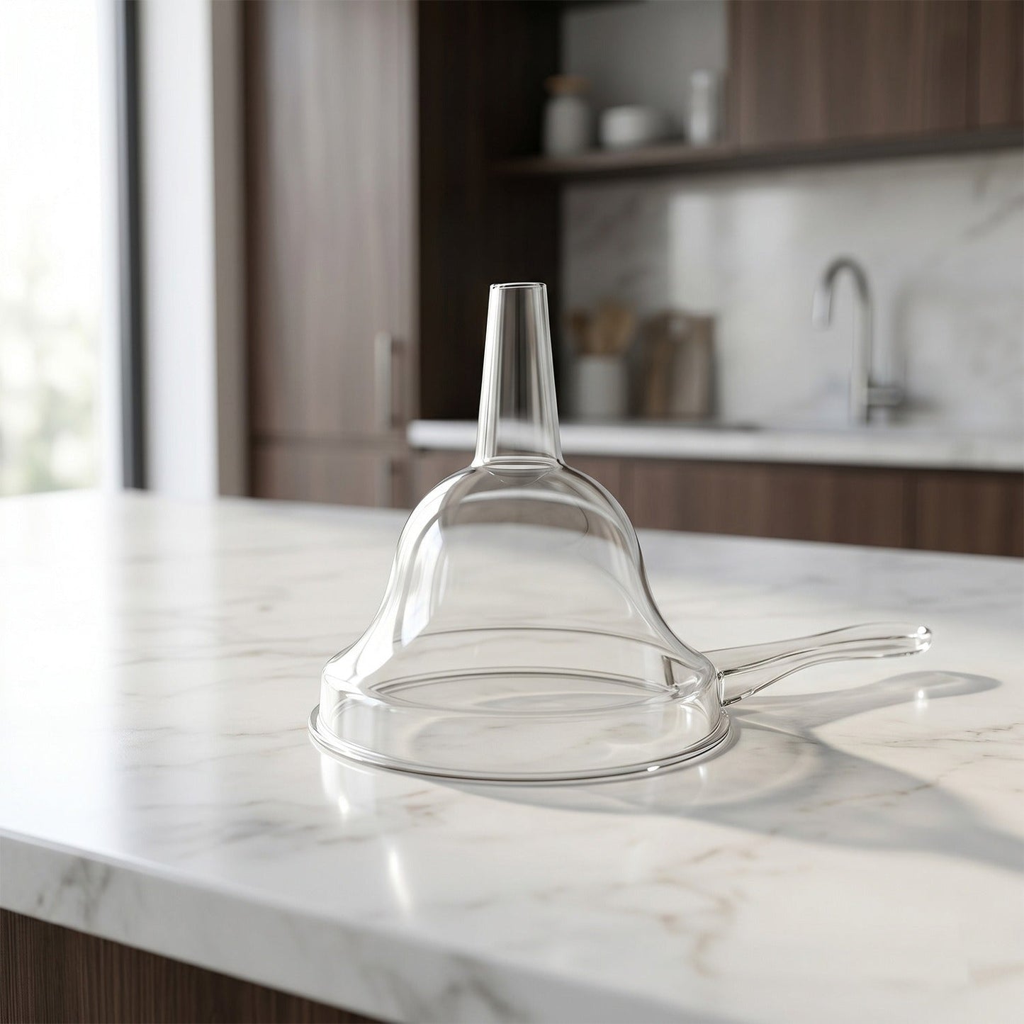 Transparent wide-mouth funnel for kitchen use