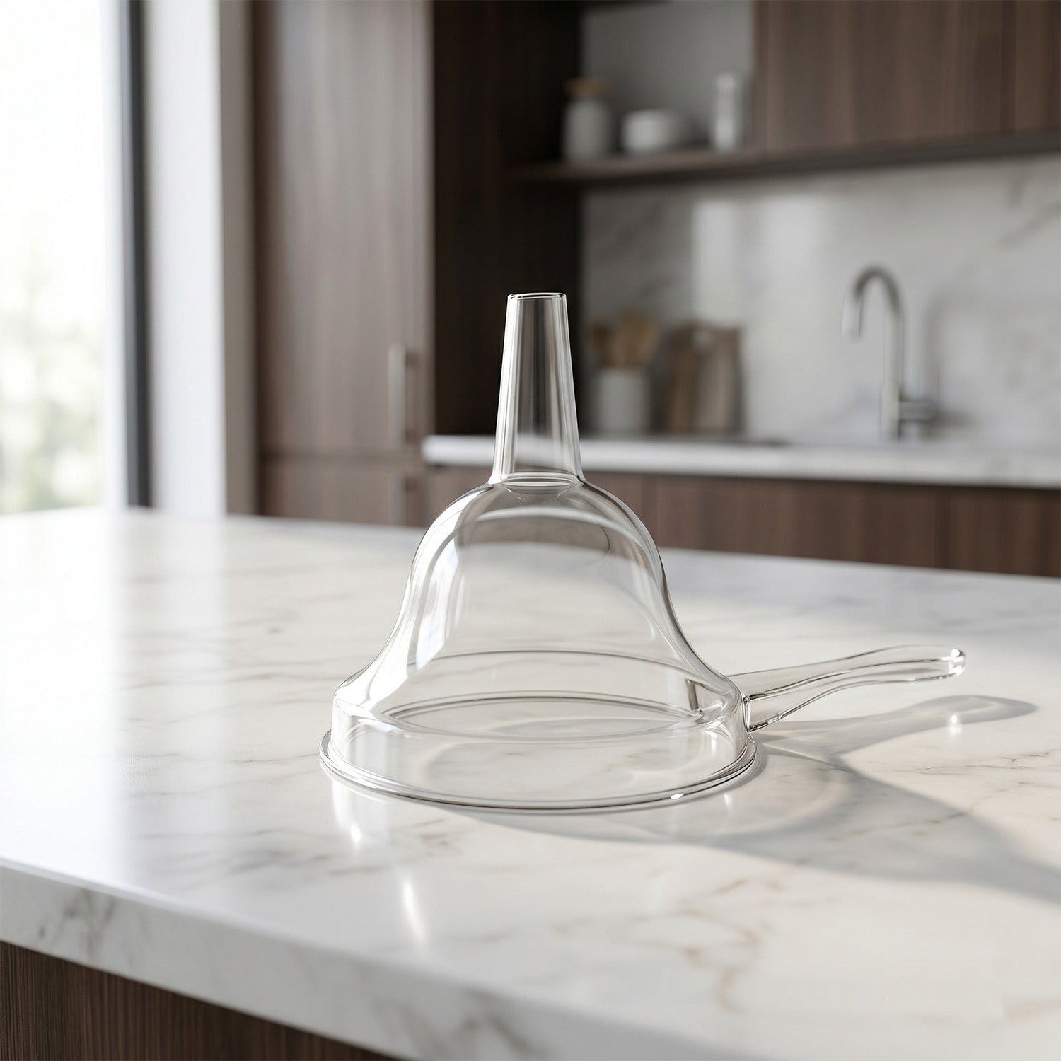 Transparent wide-mouth funnel for kitchen use