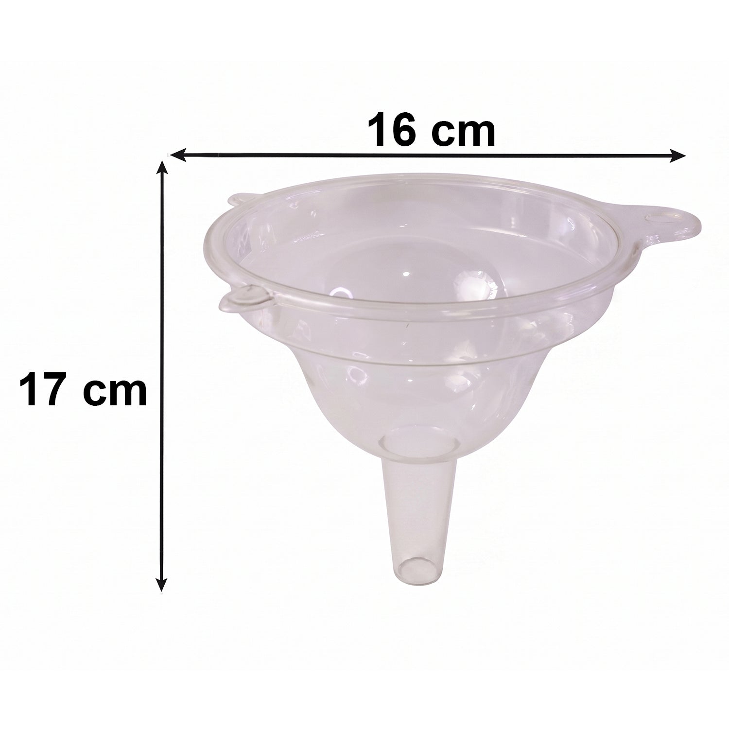 Size guide for kitchen funnel with measurements