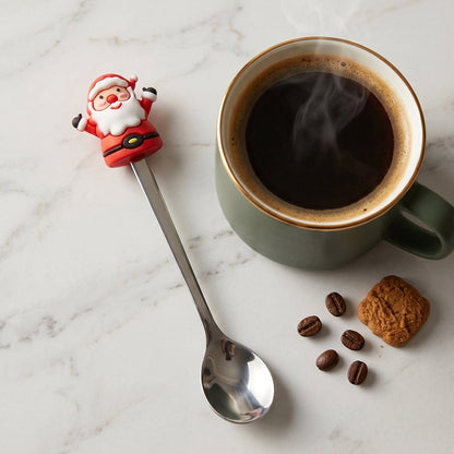 Coffee serving spoons in stylish golden cartoon design