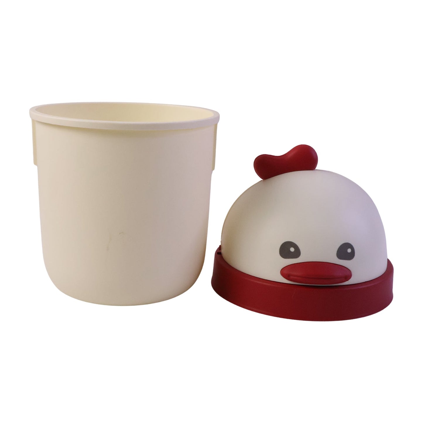Size guide for mini desktop trash can in chick design