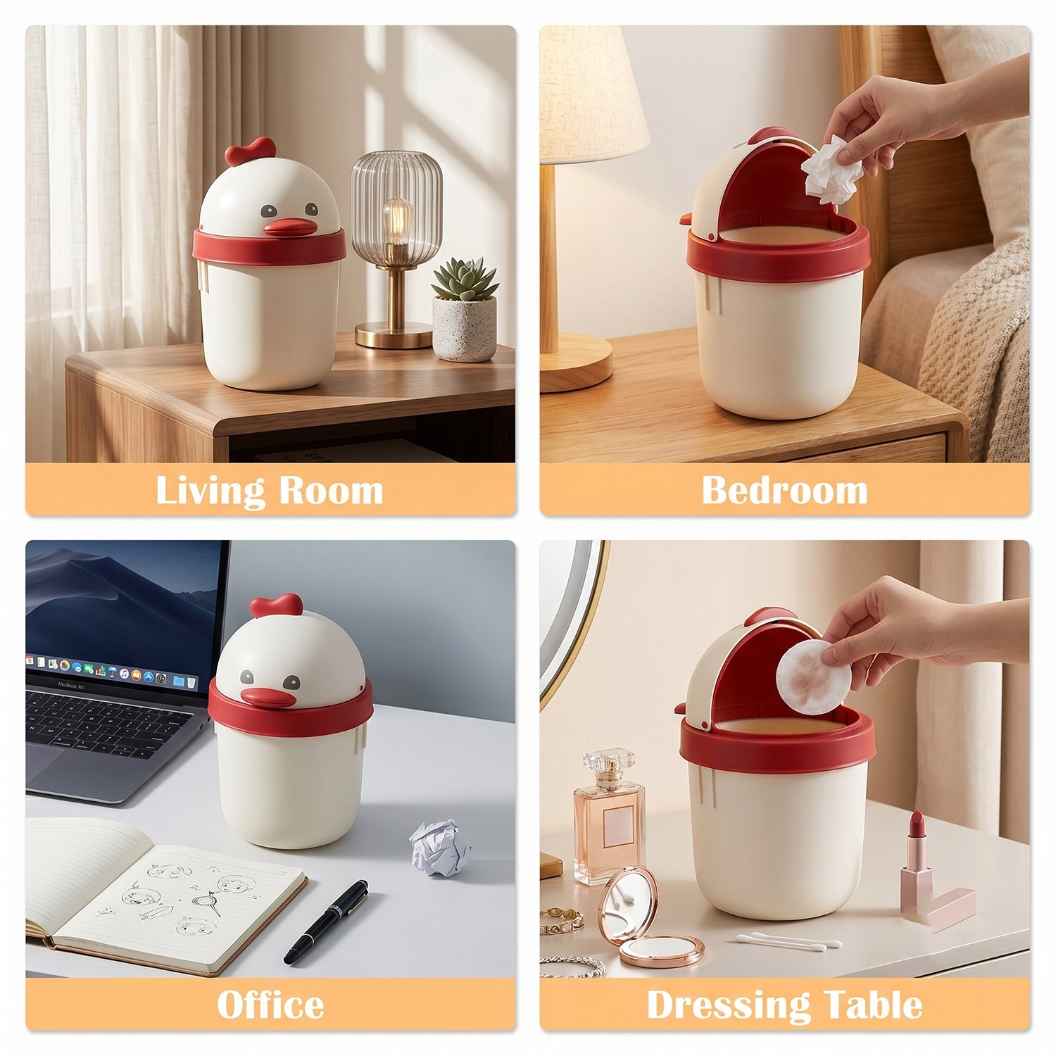 Mini dustbin for desk or bedside use in white background