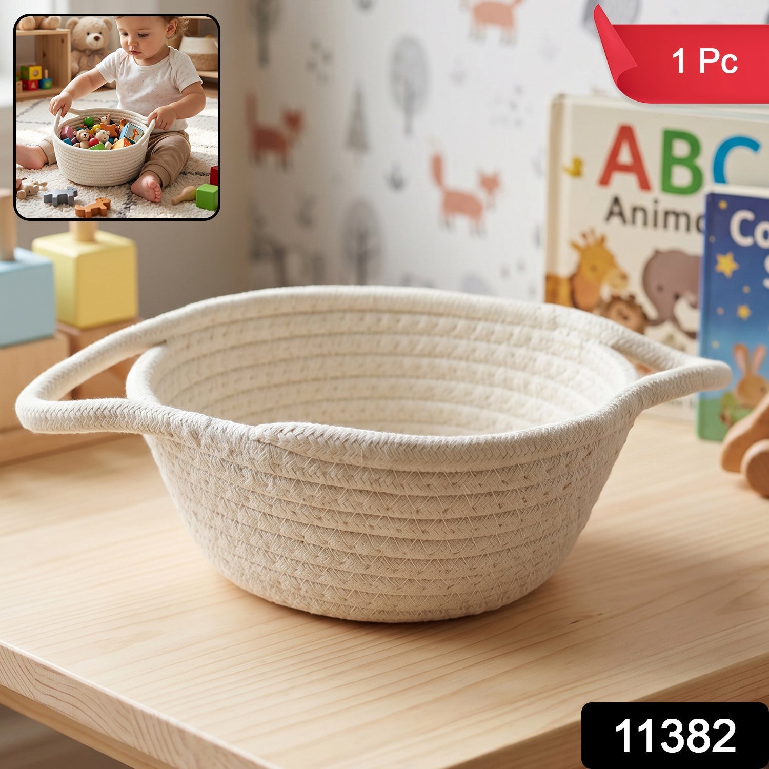 Pack of woven storage baskets in neutral cream finish