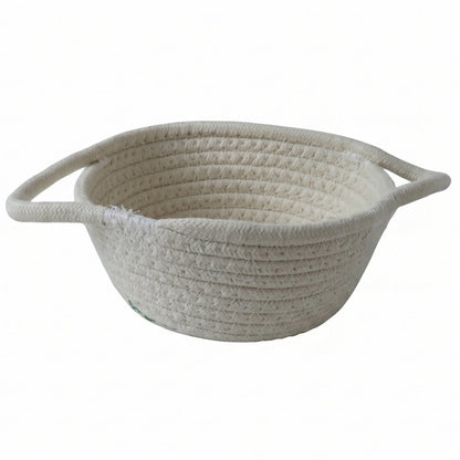 White background display of woven basket size guide