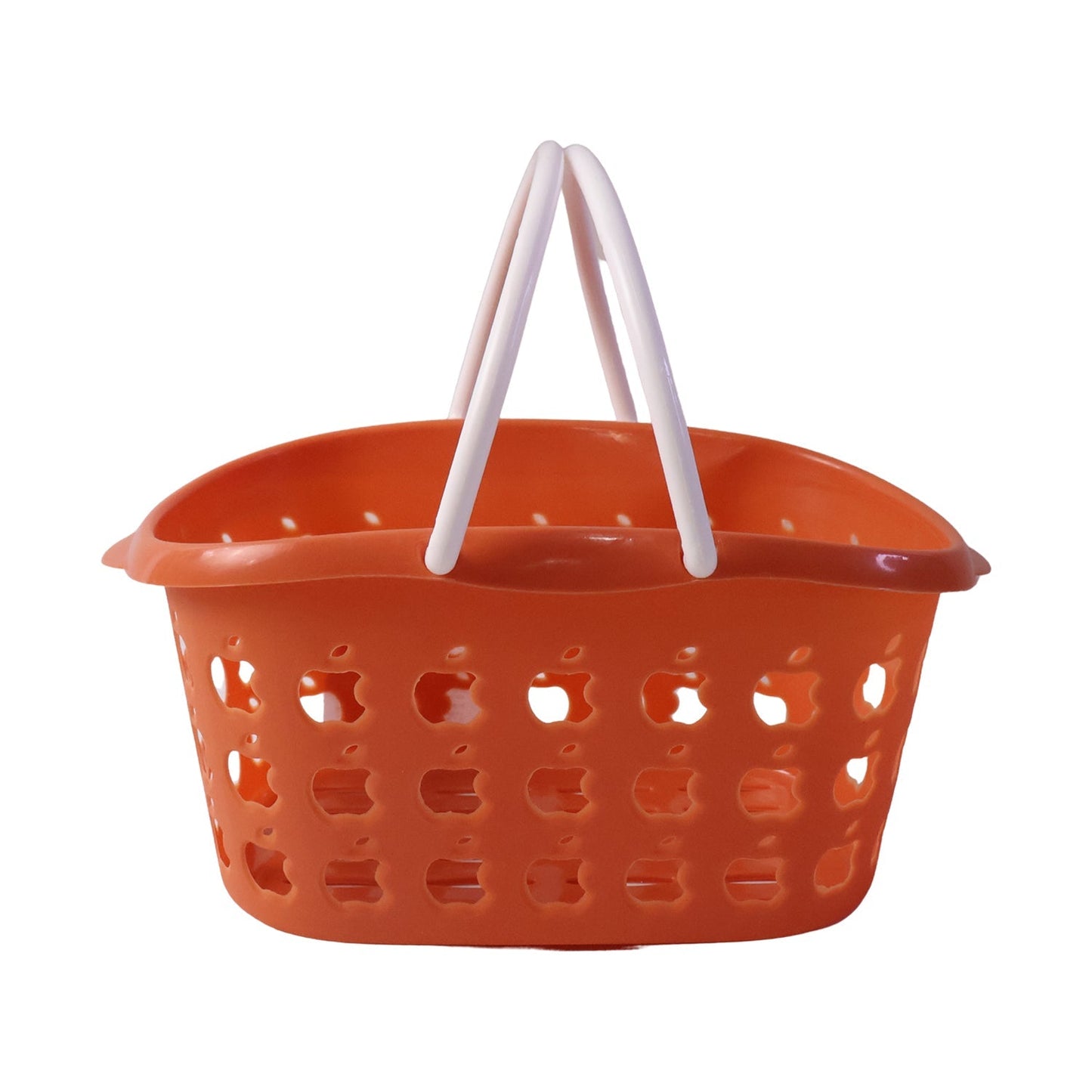 White storage basket on flat surface showing size and design