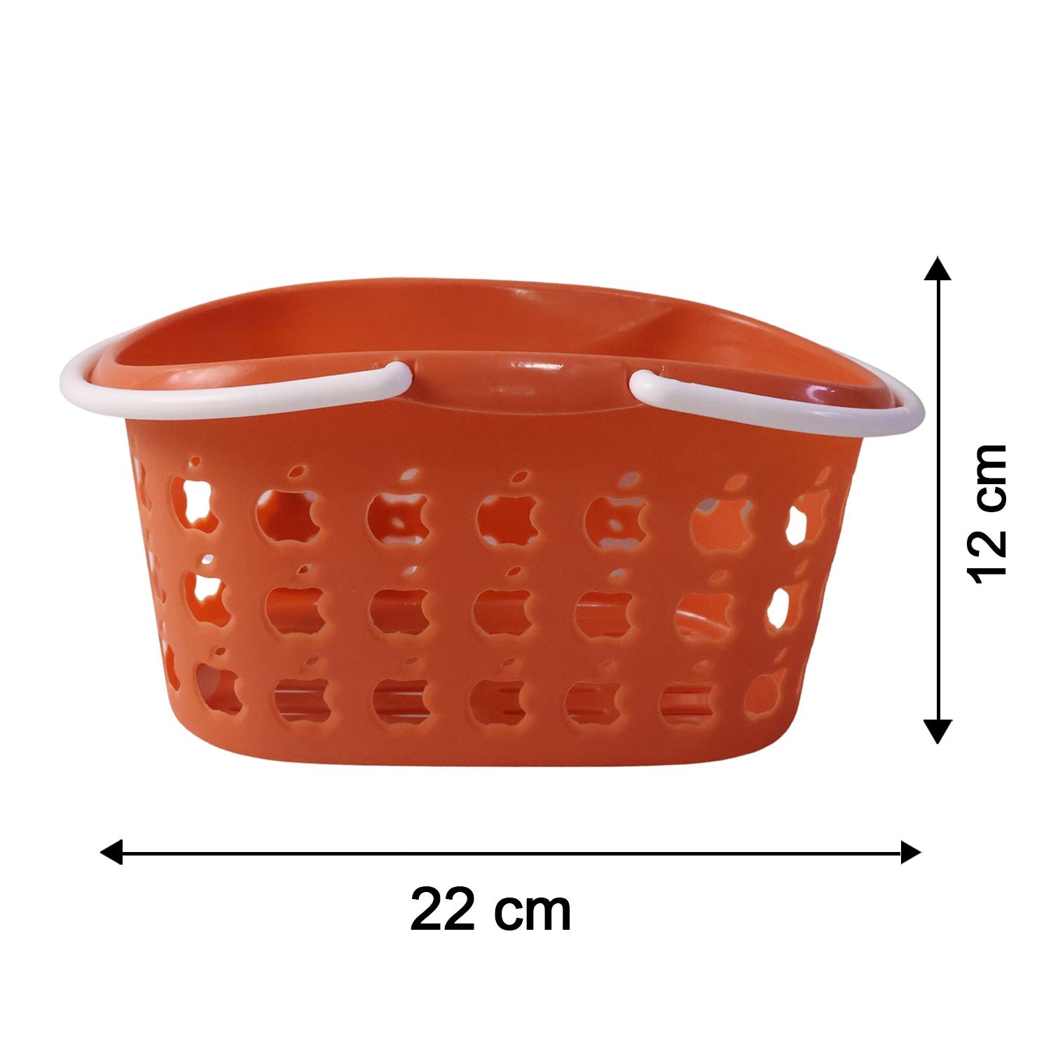 Size guide for plastic storage basket with handle
