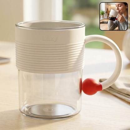 Plastic mug with ring handle and anti-slip grip for home and office