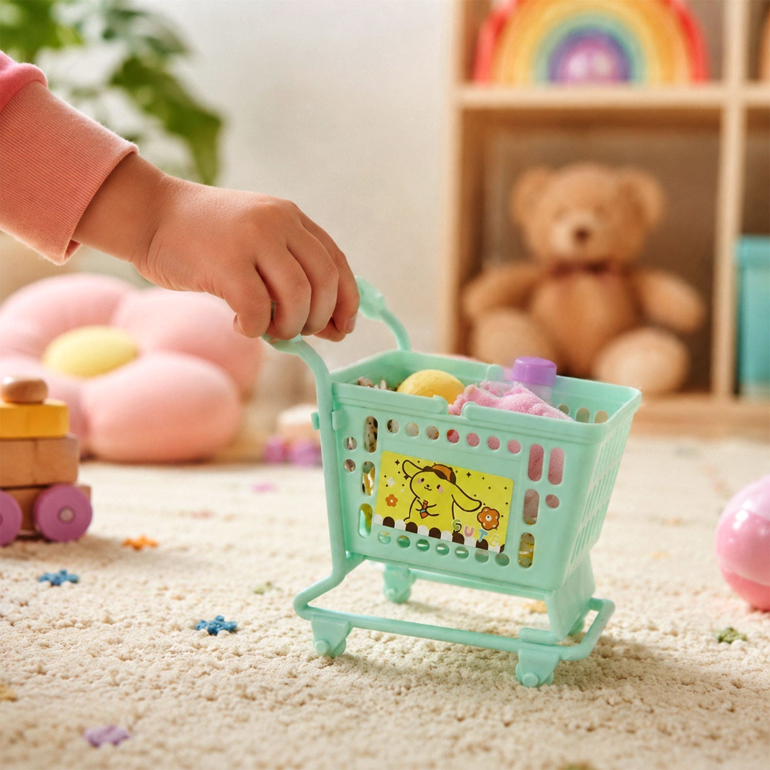 Mini toy cart for kidsÕ role play, pastel green color
