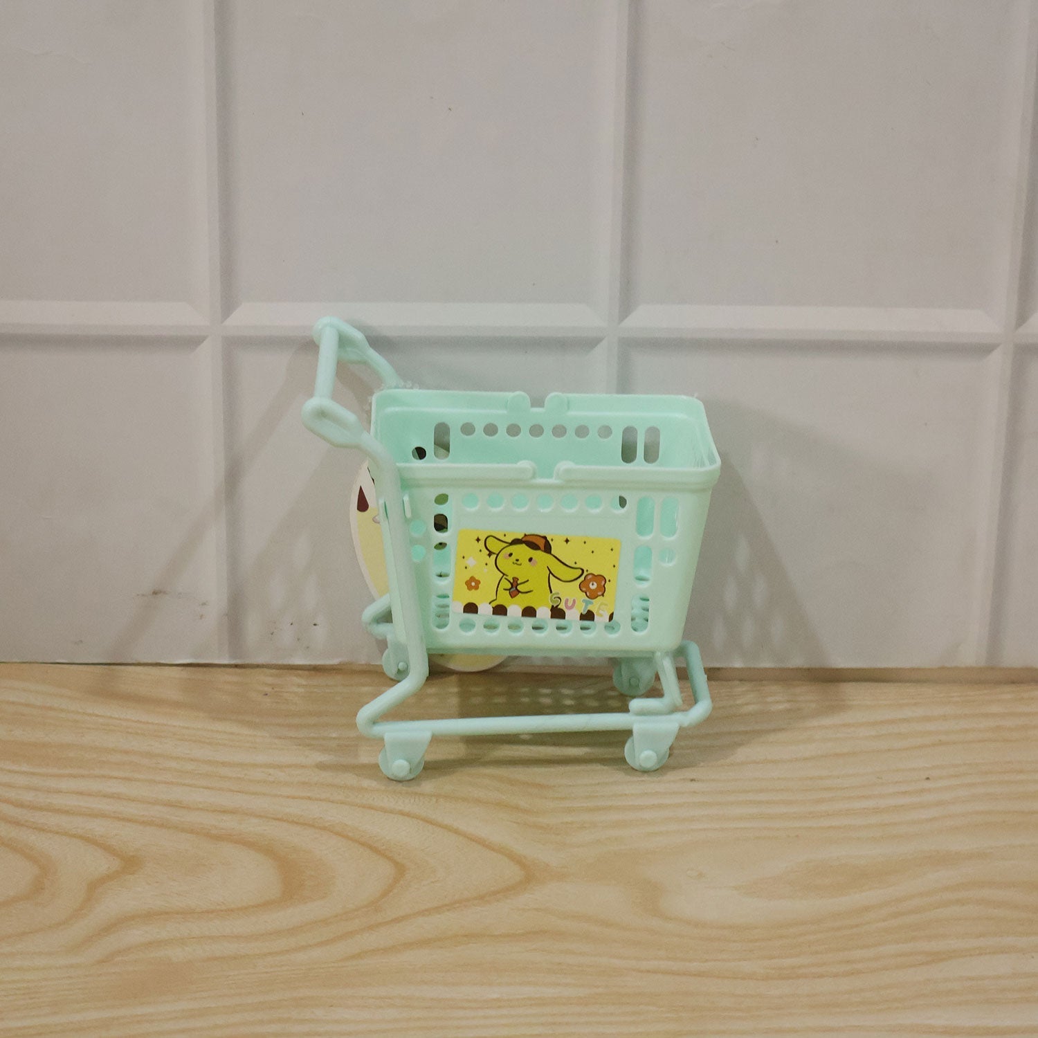 Packaged mini shopping cart toy for children with colorful design